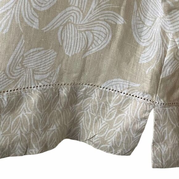 Sigrid Olsen Linen Beige Floral Graphic Shirt M - Picture 4 of 8